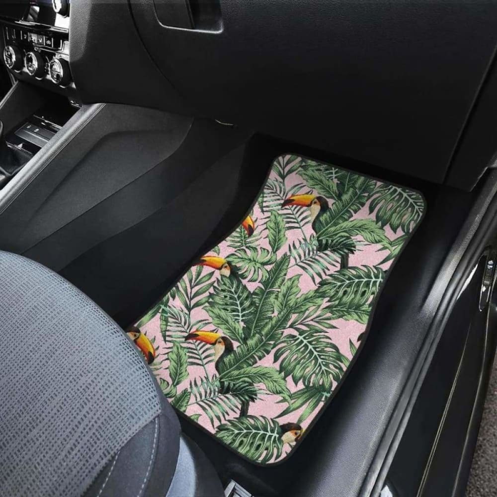 Toucan Tropical Green Jungle Palm Pattern Front And Back Car Mats 105905 - YourCarButBetter