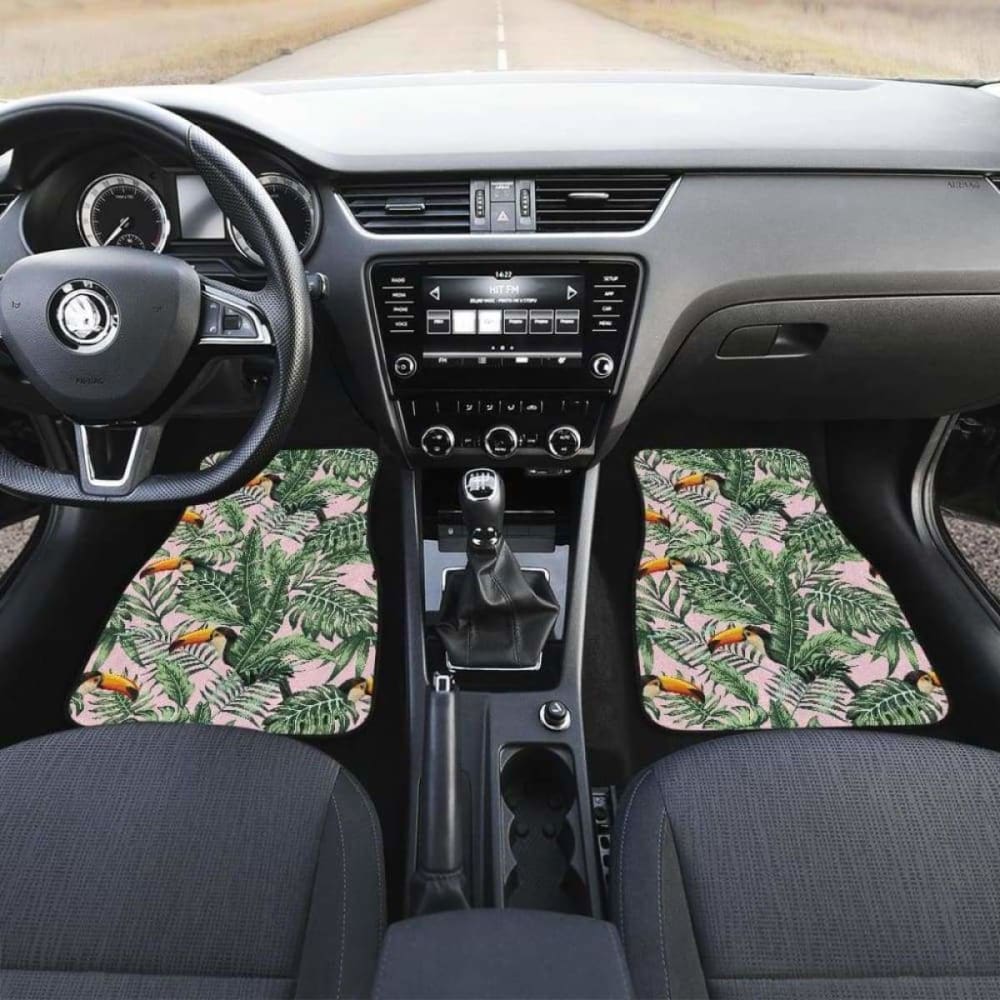 Toucan Tropical Green Jungle Palm Pattern Front And Back Car Mats 105905 - YourCarButBetter