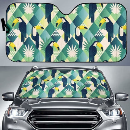 Toucan Tropical Leaves Design Pattern Car Auto Sun Shades 182102 - YourCarButBetter