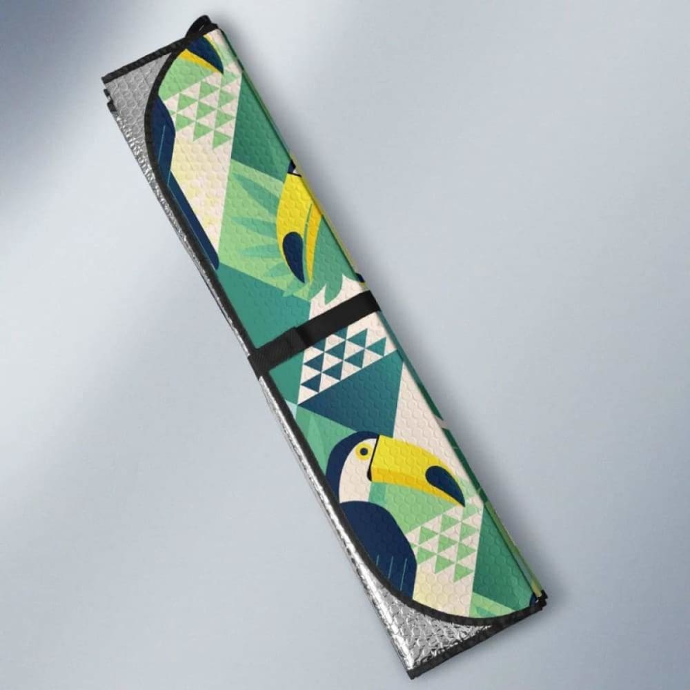 Toucan Tropical Leaves Design Pattern Car Auto Sun Shades 182102 - YourCarButBetter