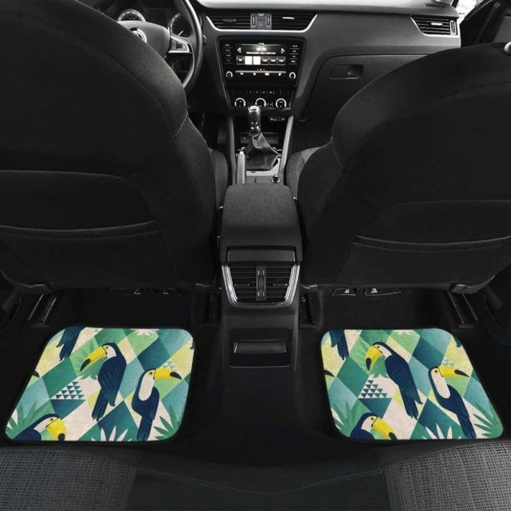 Toucan Tropical Leaves Design Pattern Front And Back Car Mats 105905 - YourCarButBetter