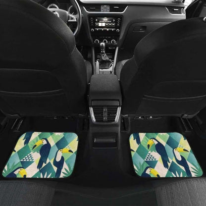 Toucan Tropical Leaves Design Pattern Front And Back Car Mats 105905 - YourCarButBetter