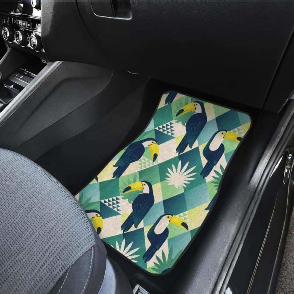 Toucan Tropical Leaves Design Pattern Front And Back Car Mats 105905 - YourCarButBetter