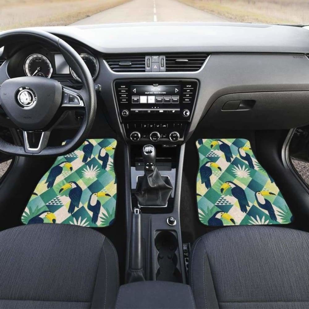 Toucan Tropical Leaves Design Pattern Front And Back Car Mats 105905 - YourCarButBetter