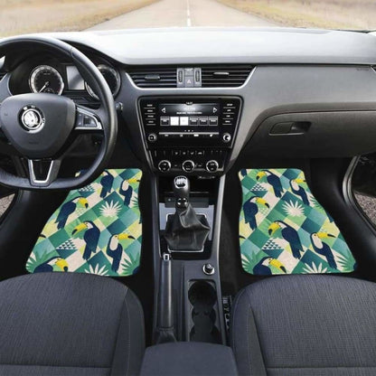 Toucan Tropical Leaves Design Pattern Front And Back Car Mats 105905 - YourCarButBetter