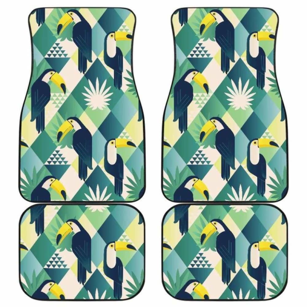 Toucan Tropical Leaves Design Pattern Front And Back Car Mats 105905 - YourCarButBetter