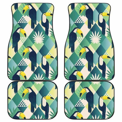 Toucan Tropical Leaves Design Pattern Front And Back Car Mats 105905 - YourCarButBetter