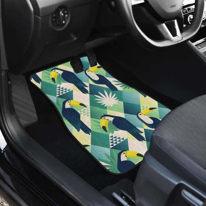 Toucan Tropical Leaves Design Pattern Front And Back Car Mats 105905 - YourCarButBetter