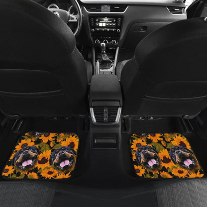 Trendy Car Floor Mats Unique Sunflower Rottweiler Dog 210702