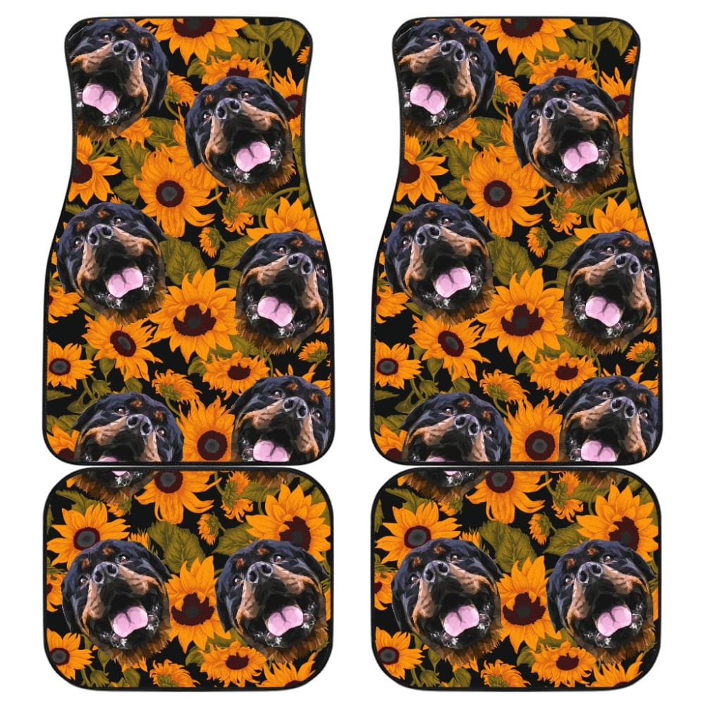 Trendy Car Floor Mats Unique Sunflower Rottweiler Dog 210702