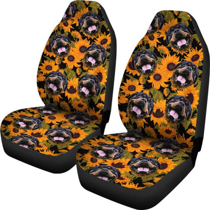 Trendy Car Seat Covers Unique Sunflower Rottweiler Dog 210702