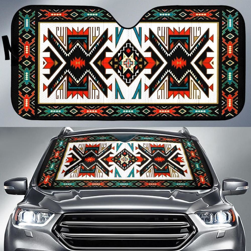 Tribal Colorful Pattern Native American Pride 3D Auto Sun Shades 093223 - YourCarButBetter