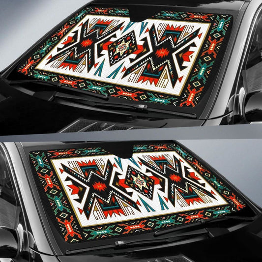 Tribal Colorful Pattern Native American Pride 3D Auto Sun Shades 093223 - YourCarButBetter