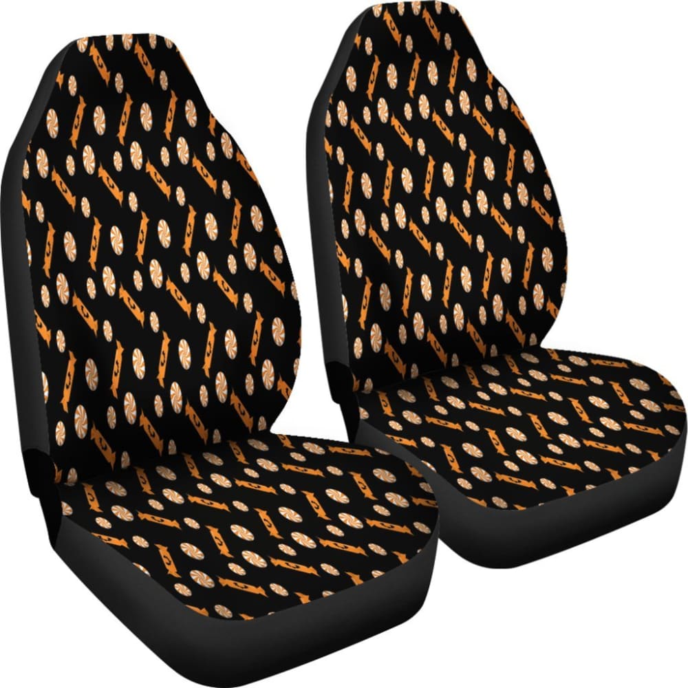 Trick Or Treat Black Orange Candy Car Seat Covers 101819 - YourCarButBetter