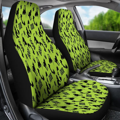Trick Or Treat Green Cat Boo Car Seat Covers 101819 - YourCarButBetter