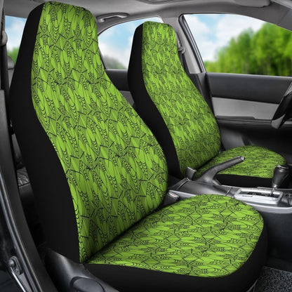 Trick Or Treat Green Spider Web Car Seat Covers 101819 - YourCarButBetter