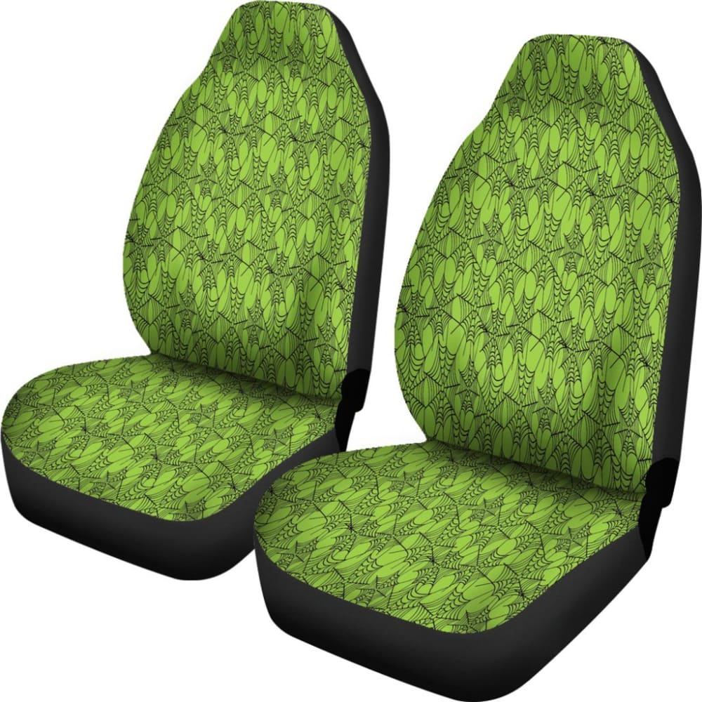 Trick Or Treat Green Spider Web Car Seat Covers 101819 - YourCarButBetter