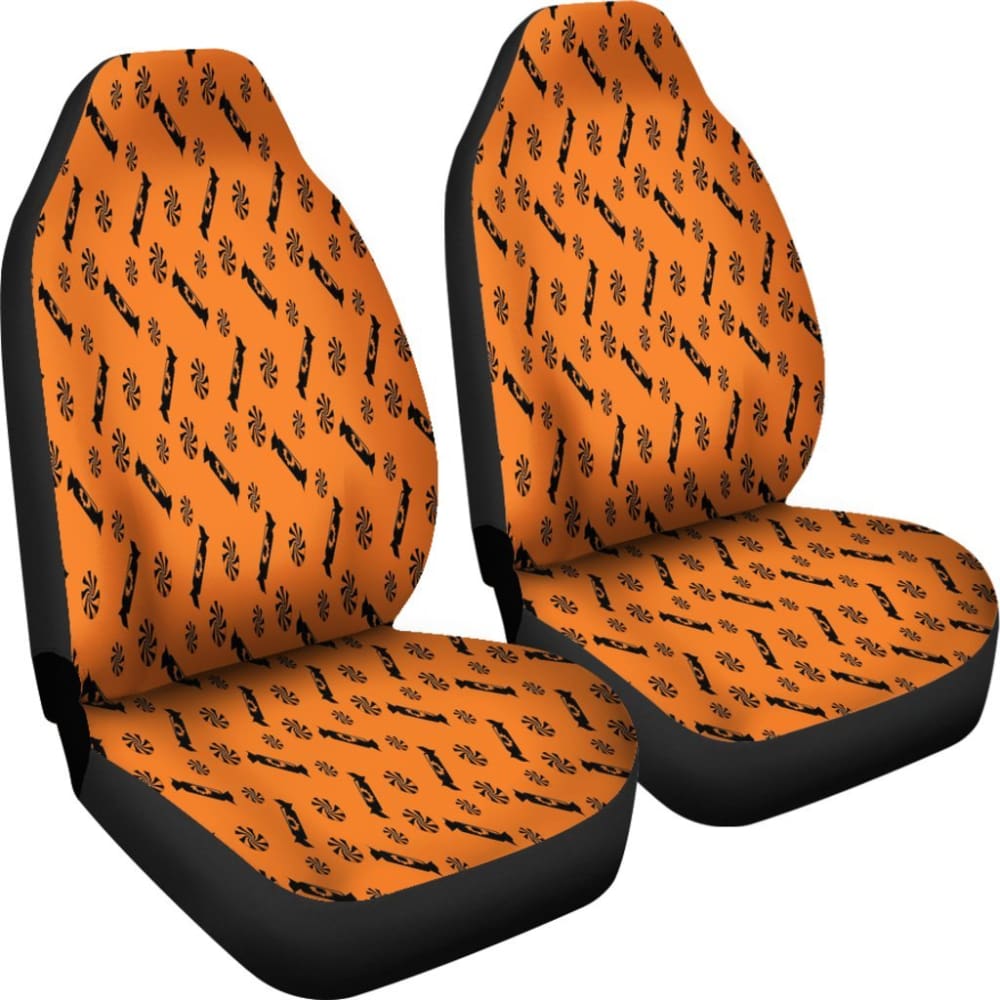 Trick Or Treat Orange Black Candy Spooky Car Seat Covers 101819 - YourCarButBetter