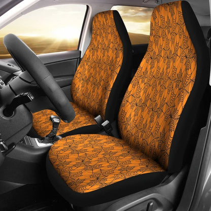 Trick Or Treat Orange Spider Web Car Seat Covers 101819 - YourCarButBetter