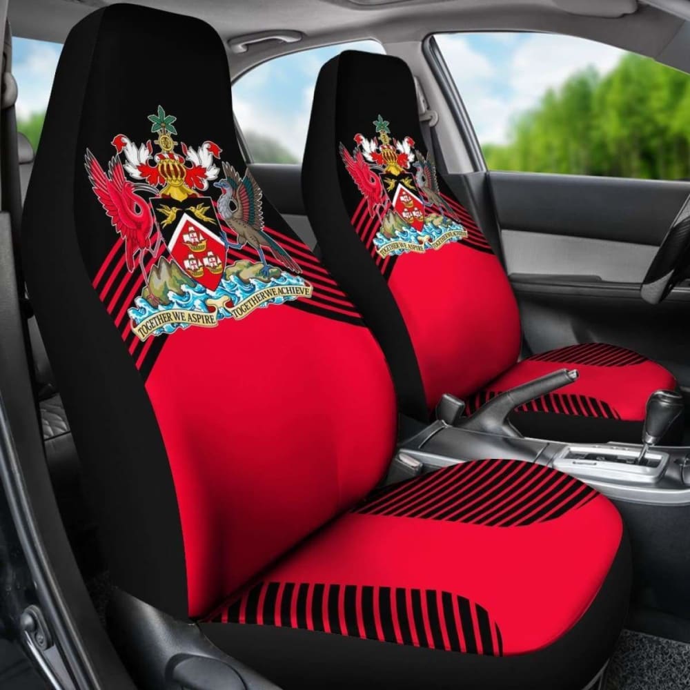 Trinidad And Tobago Black Coat Of Arms Car Seat Covers 110424 - YourCarButBetter