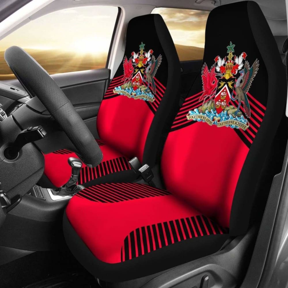 Trinidad And Tobago Black Coat Of Arms Car Seat Covers 110424 - YourCarButBetter