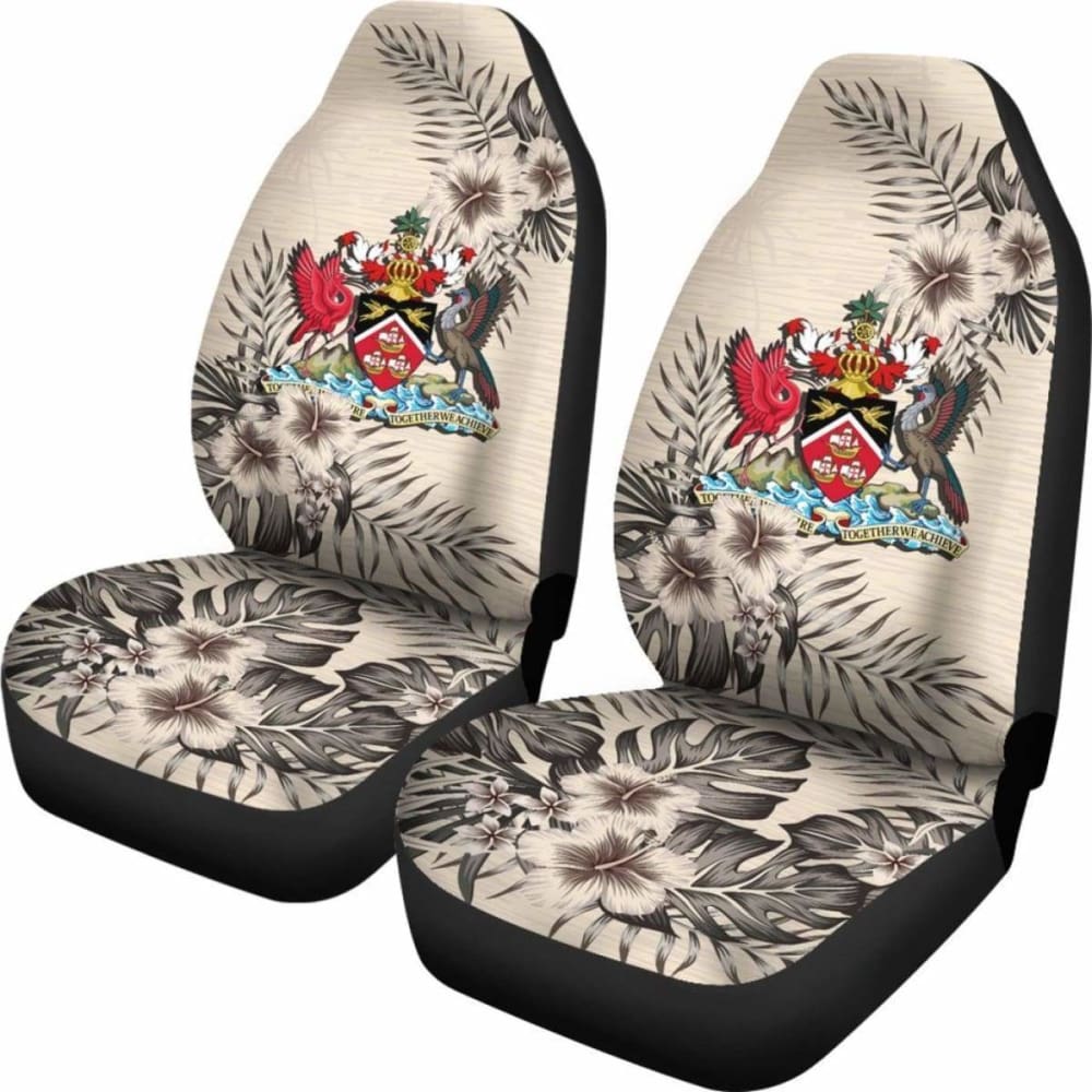 Trinidad And Tobago Car Seat Covers - The Beige Hibiscus (Set Of Two) 110424 - YourCarButBetter