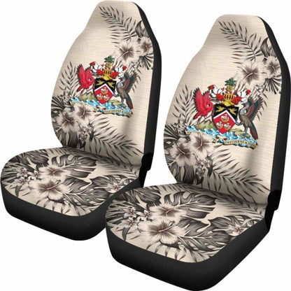 Trinidad And Tobago Car Seat Covers - The Beige Hibiscus (Set Of Two) 110424 - YourCarButBetter