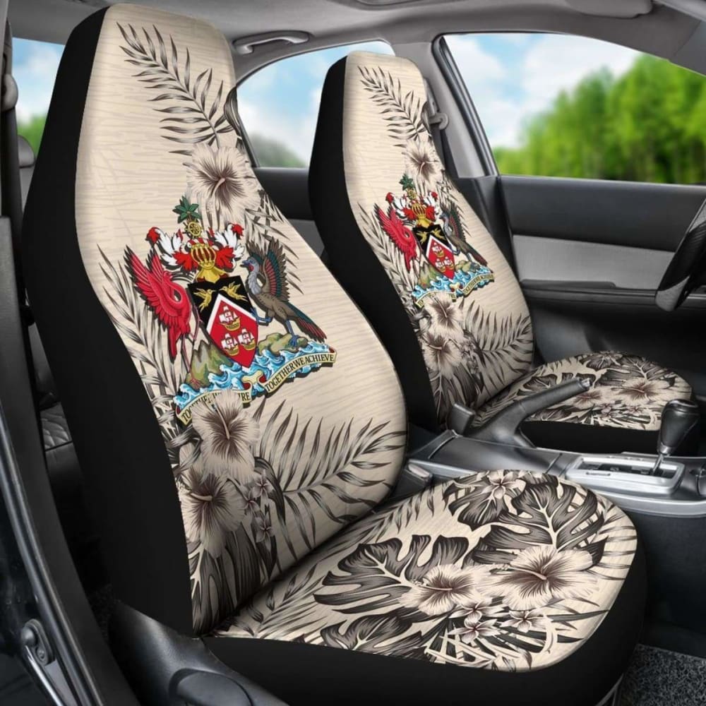 Trinidad And Tobago Car Seat Covers - The Beige Hibiscus (Set Of Two) 110424 - YourCarButBetter