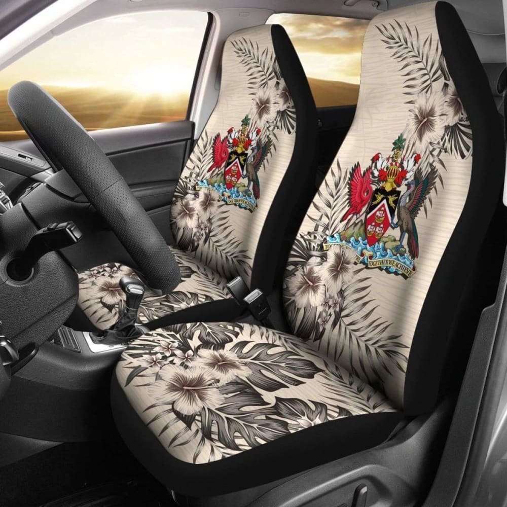 Trinidad And Tobago Car Seat Covers - The Beige Hibiscus (Set Of Two) 110424 - YourCarButBetter