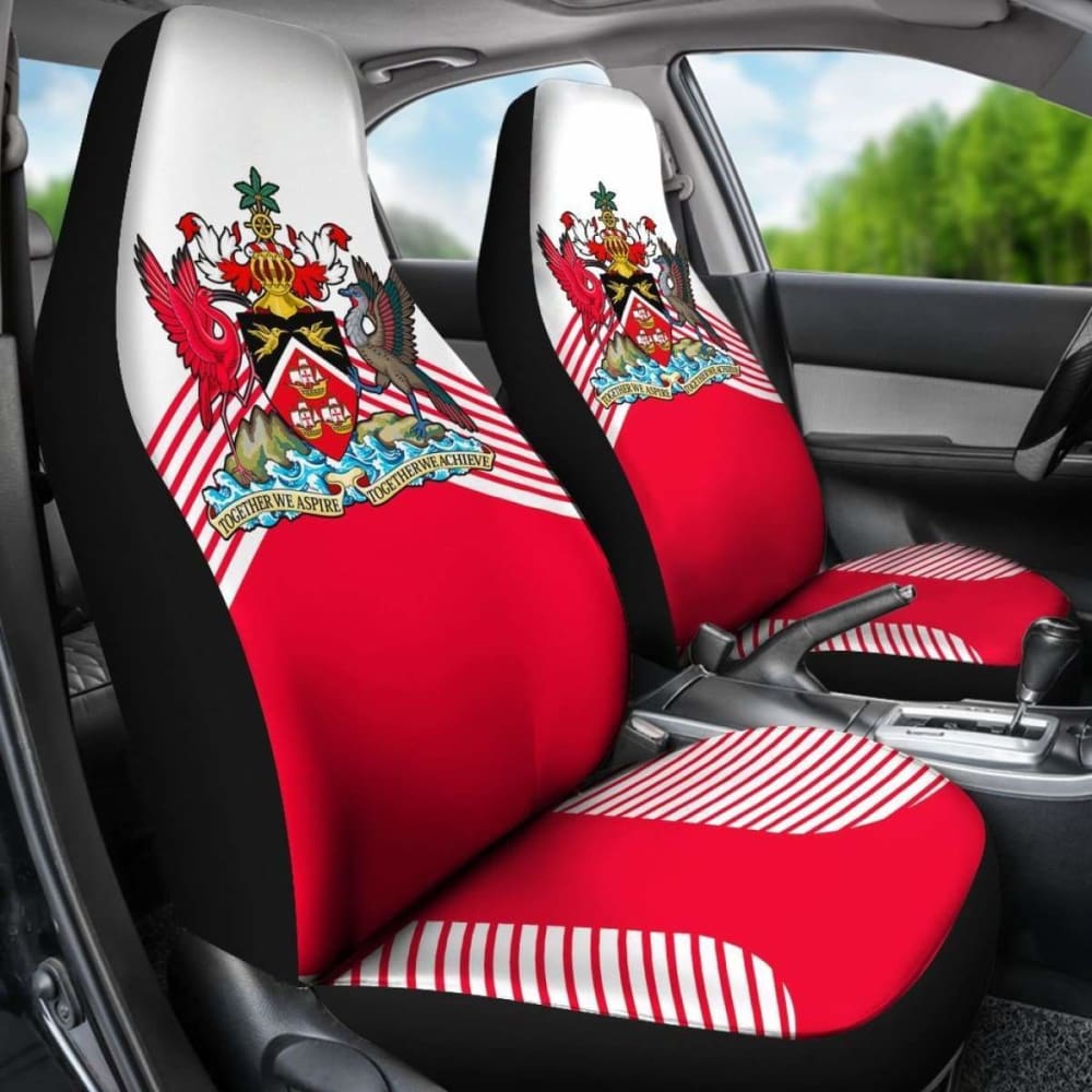 Trinidad And Tobago White Coat Of Arms Car Seat Covers 110424 - YourCarButBetter