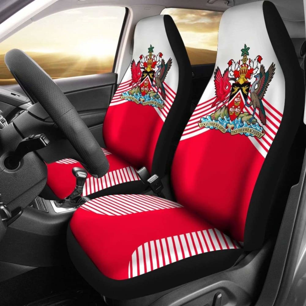 Trinidad And Tobago White Coat Of Arms Car Seat Covers 110424 - YourCarButBetter
