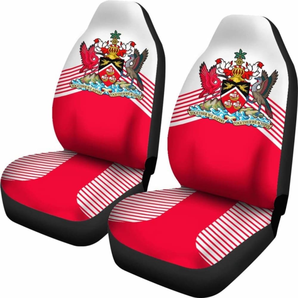 Trinidad And Tobago White Coat Of Arms Car Seat Covers 110424 - YourCarButBetter