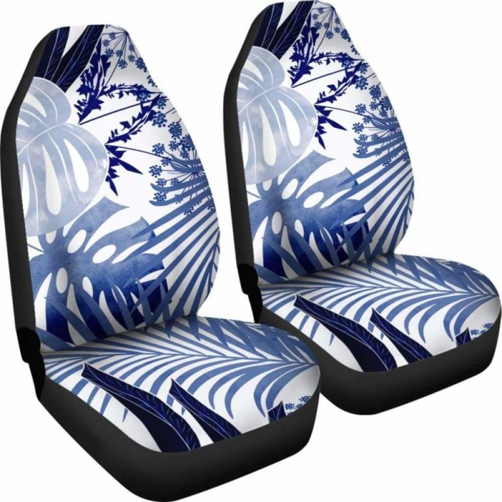 Tropical Watercolor Blue White Car Seat Covers 174914 - YourCarButBetter