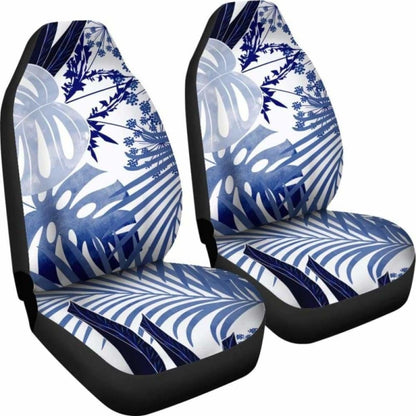 Tropical Watercolor Blue White Car Seat Covers 174914 - YourCarButBetter