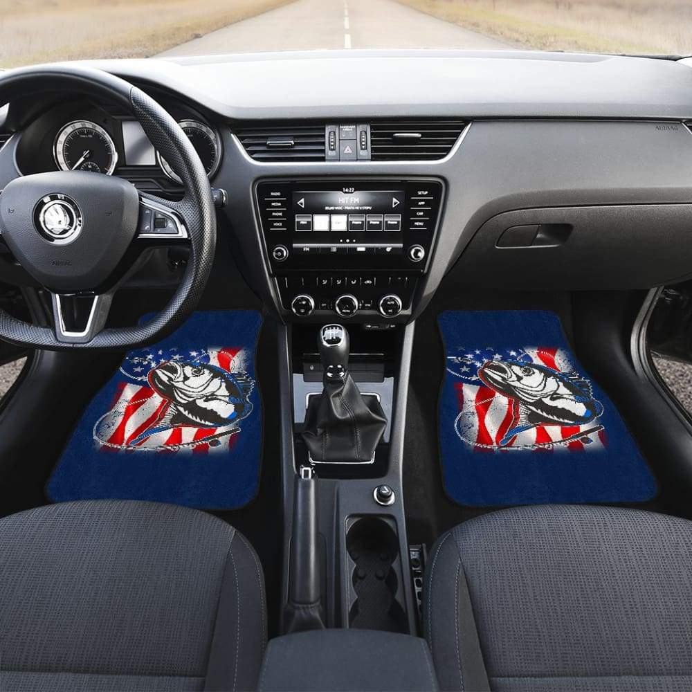 Trout Fish Steelhead Car Floor Mats Mix American Flag 210906 - YourCarButBetter