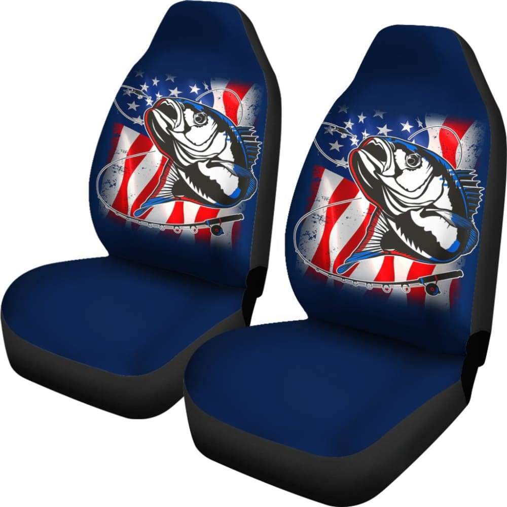 Trout Fish Steelhead Car Seat Covers Mix American Flag 210906 - YourCarButBetter