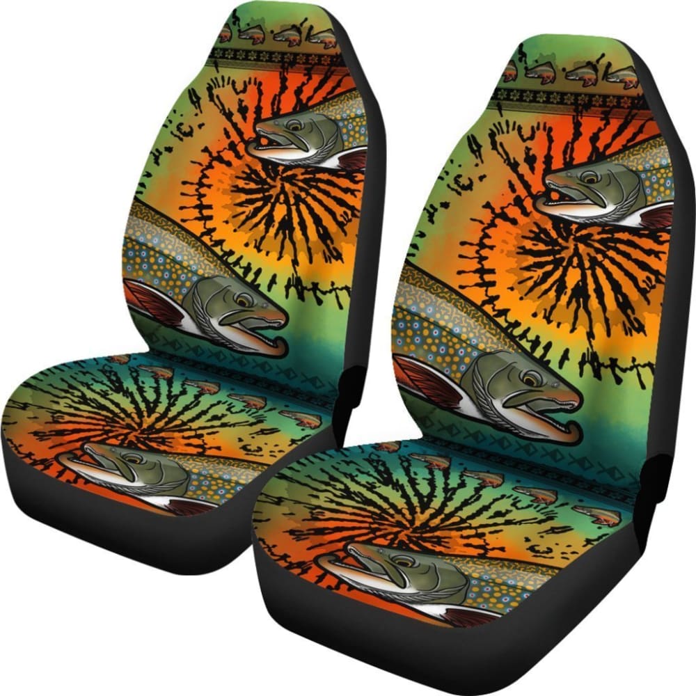 Trout Fishing Car Seat Covers Brook Trout Tied Dye Car Decor 182417 - YourCarButBetter