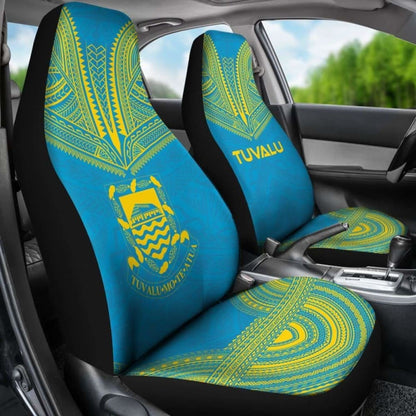 Tulu Car Seat Cover - Tulu Coat Of Arms Polynesian Chief Tattoo Light Blue Version - 10 174914 - YourCarButBetter