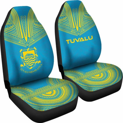 Tulu Car Seat Cover - Tulu Coat Of Arms Polynesian Chief Tattoo Light Blue Version - 10 174914 - YourCarButBetter