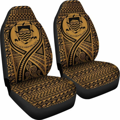 Tulu Car Seat Cover - Tulu Coat Of Arms Polynesian Tattoo Gold - 9 174914 - YourCarButBetter