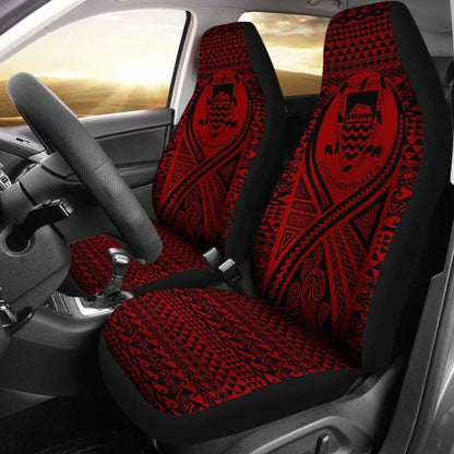 Tulu Car Seat Cover - Tulu Coat Of Arms Polynesian Tattoo Red - 9 174914 - YourCarButBetter
