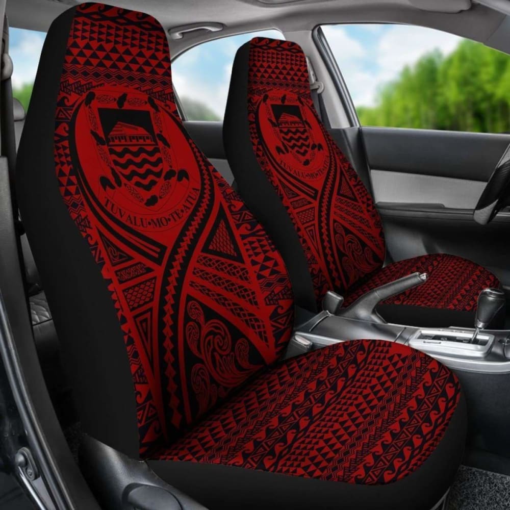 Tulu Car Seat Cover - Tulu Coat Of Arms Polynesian Tattoo Red - 9 174914 - YourCarButBetter