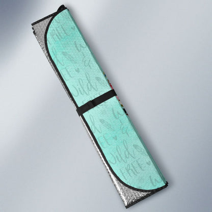 Turquoise Cow Skull Boho Wild And Free Car Auto Sun Shades 211901 - YourCarButBetter