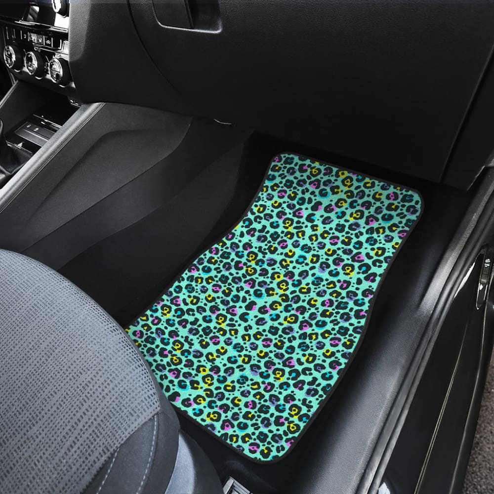 Turquoise Leopard Skin Print Car Floor Mats 211504 - YourCarButBetter