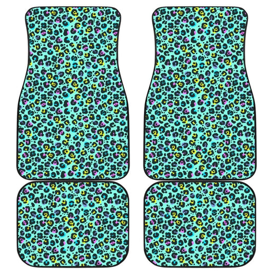 Turquoise Leopard Skin Print Car Floor Mats 211504 - YourCarButBetter