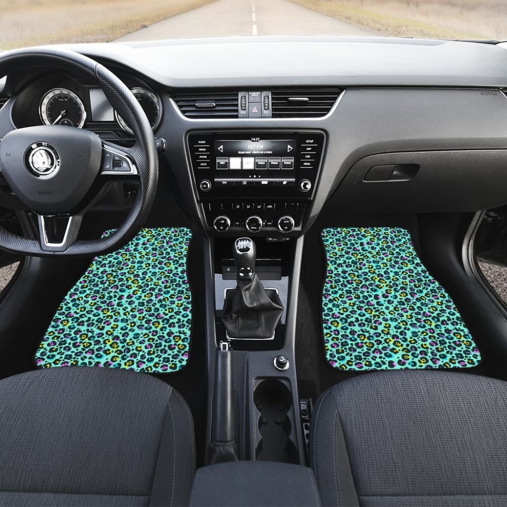 Turquoise Leopard Skin Print Car Floor Mats 211504 - YourCarButBetter