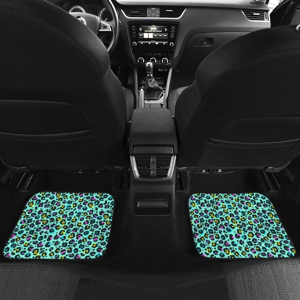 Turquoise Leopard Skin Print Car Floor Mats 211504 - YourCarButBetter