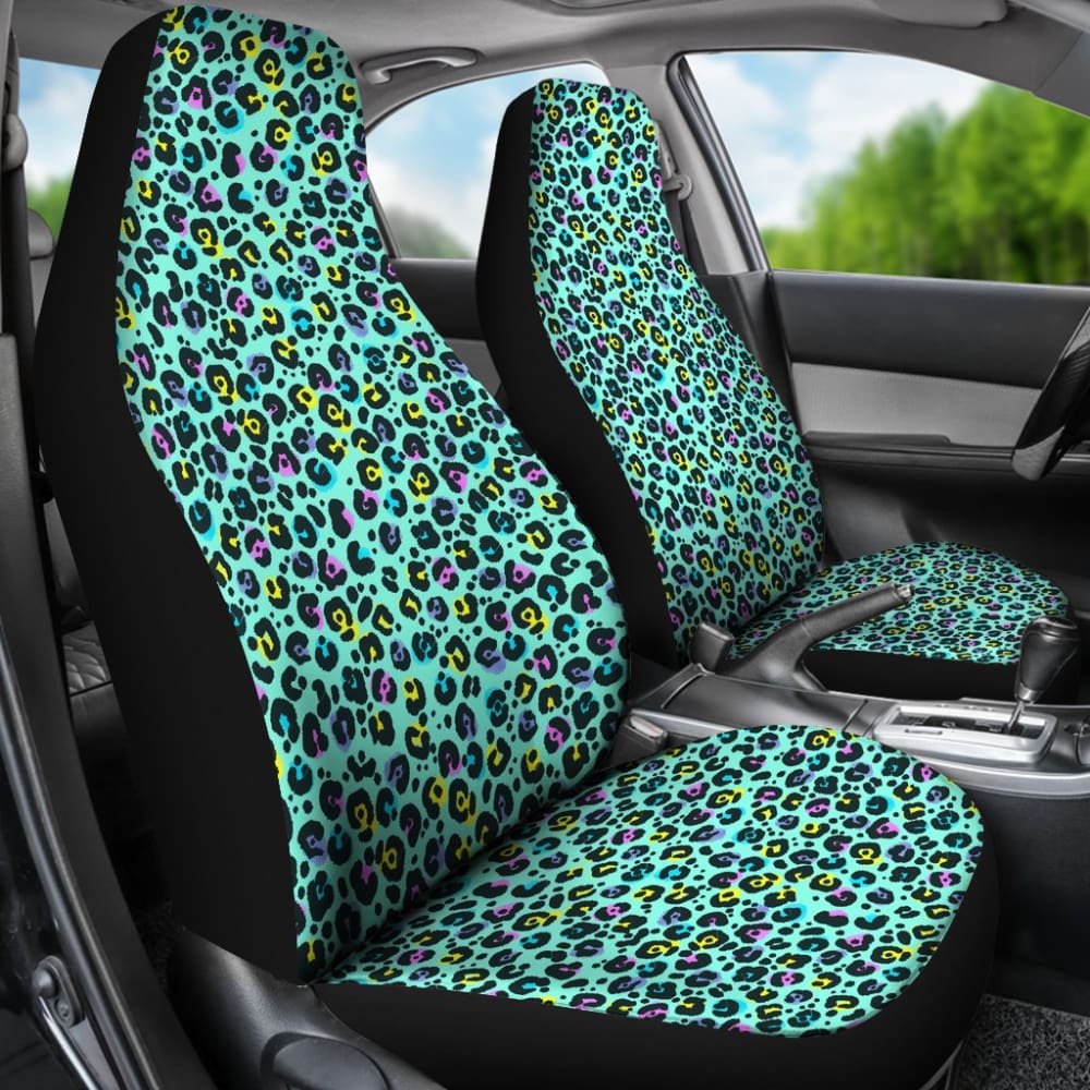 Turquoise Leopard Skin Print Car Seat Covers 211504 - YourCarButBetter