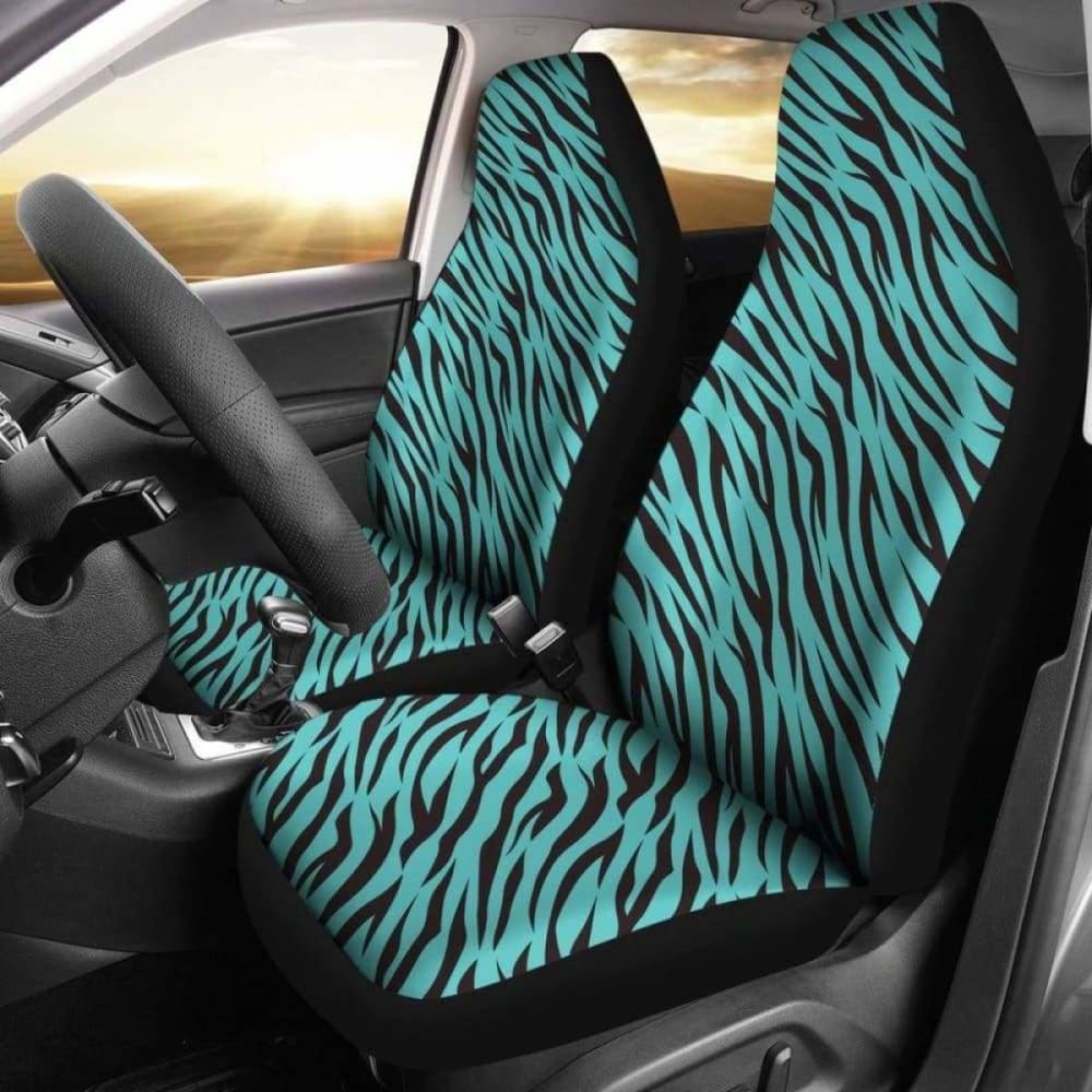 Turquoise Teal Zebra Stripe Animal Print Car Seat Covers 194013 - YourCarButBetter