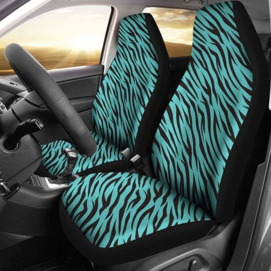 Turquoise Teal Zebra Stripe Animal Print Car Seat Covers 194013 - YourCarButBetter